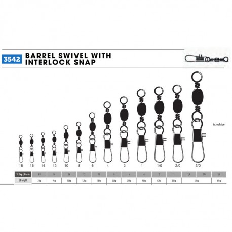 GIRELLA CON MOSCHETTONE VMC 3542 BK BARREL SWIVEL WITH INTERLOCK SNAP